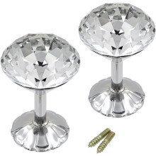 2 Stuks Extra Grote Glazen Kristallen Gordijnhouders (60mm) Met Chromen Voet