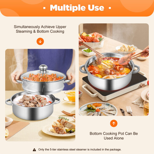 26cm 5-Layer Stainless Steel Steamer Suitable For Kitchen/Restaurant 2