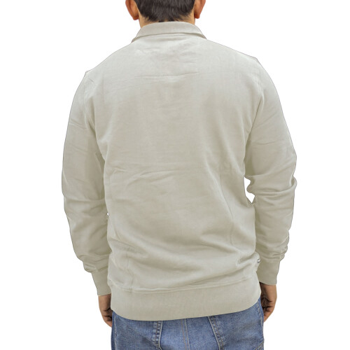 (Beige, S) Weekend Offender Mens Sweatshirt Quarter Zip Pullover Plain Mens Jumper 2