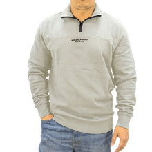 (Beige, XL) Weekend Offender Mens Sweatshirt Quarter Zip Pullover Plain Mens Jumper