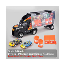 (Style1-Schwarz) Spielzeug-LKW-Transporter und 4 Mini-Autos, Spielset, Transportauto-Spielzeug, LKW-LKW,
