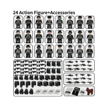 (Stil D) Schwarze Soldaten, Militär-Swat-Jeeps, Minifiguren, zusammenbaubares Spielzeugset, Baustein