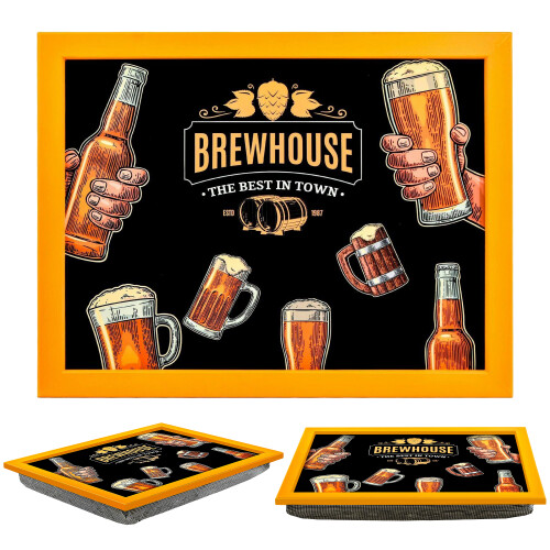 (Brewhouse) GEEZY Large Wooden Bean Bag Cushioned Lap Tray - 44 x 34cm