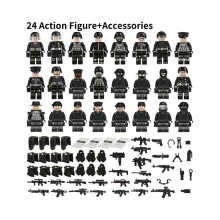(Stil C) Schwarze Soldaten, Militär-Swat-Jeeps, Minifiguren, zusammenbaubares Spielzeugset, Baustein