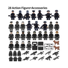 (Stil G) Militärsoldaten, schwarze Swat-Jeeps, Minifiguren, zusammenbaubares Spielzeugset, Baustein