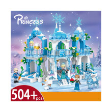 (Stil E) Elsa-Eisschloss-Spielzeug-Bauset, Prinzessinnen-Spaß mit Licht, zusammenbauen, Geschenk für