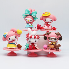 5 Stück Sanrio Melody Puppe Spielzeug Modell Dekoration Animation Cartoon PVC Material