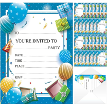 28pk Boys Birthday Party Invitations & Envelopes