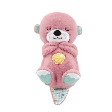 (Rosa) mit Atembewegung beruhigendes schlafendes Otter-Spielzeug für Babys, schläfrige Musikpuppe