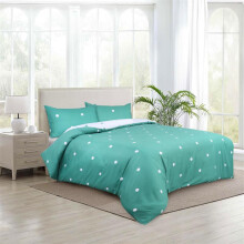 (Double: (200 x 200)cm, Green White Dotted) Duvet Quilt Cover Bedding Set Printed Reversible Duvet Cover with Pillowcases
