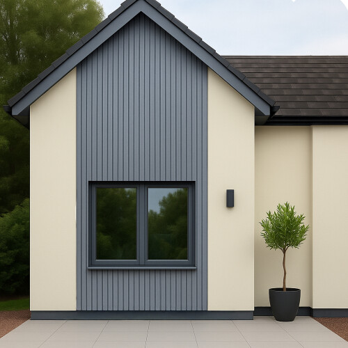 (Grey) WPC Composite Cladding Boards x 4 Co Extrusion Wall Slatted Panels 2