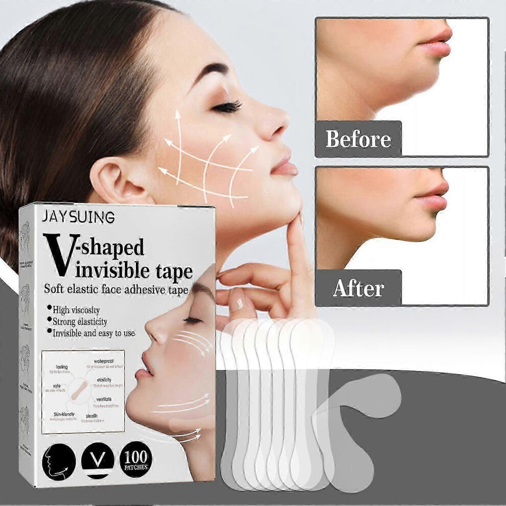 100x Invisible Waterproof V Face Makeup Adhesive Tape Invisible Breathable Lift Face Sticker Lifting Tighten Chin Lift Patches