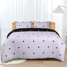 (Single: (137 x 200)cm, Black White Dotted) Duvet Quilt Cover Bedding Set Printed Reversible Duvet Cover with Pillowcases