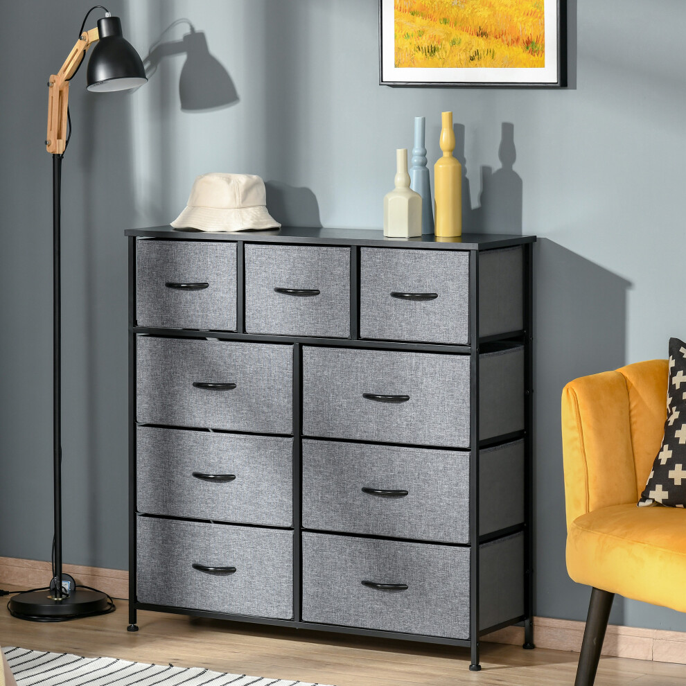 Homcom 9 Drawers Storage Chest Dresser Organizer Unit W/ Foldable Bin