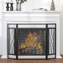 126cm 3-Panel Metal Folding Fireplace Screen Protective Guard Child Pet Home