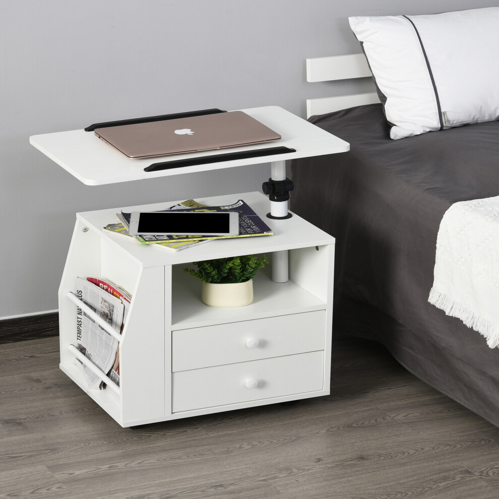 HOMCOM End Table Nightstand 360 Adjustable Height and Angle P2 Particle Board
