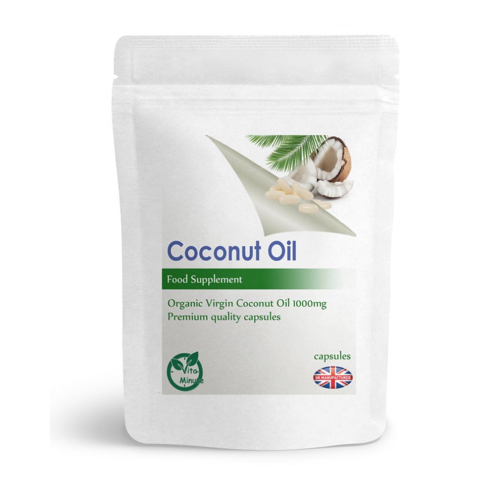Coconut Oil 1000mg (30 Capsules) Hair Skin, Cognitive, Weight Loss, UK
