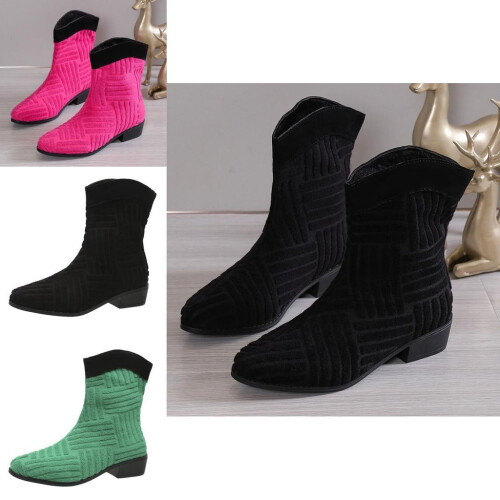 (Red,37)Moderne modische Damenschuhe stilvolle Stiefeletten mit Warmfutter Plüsch 1