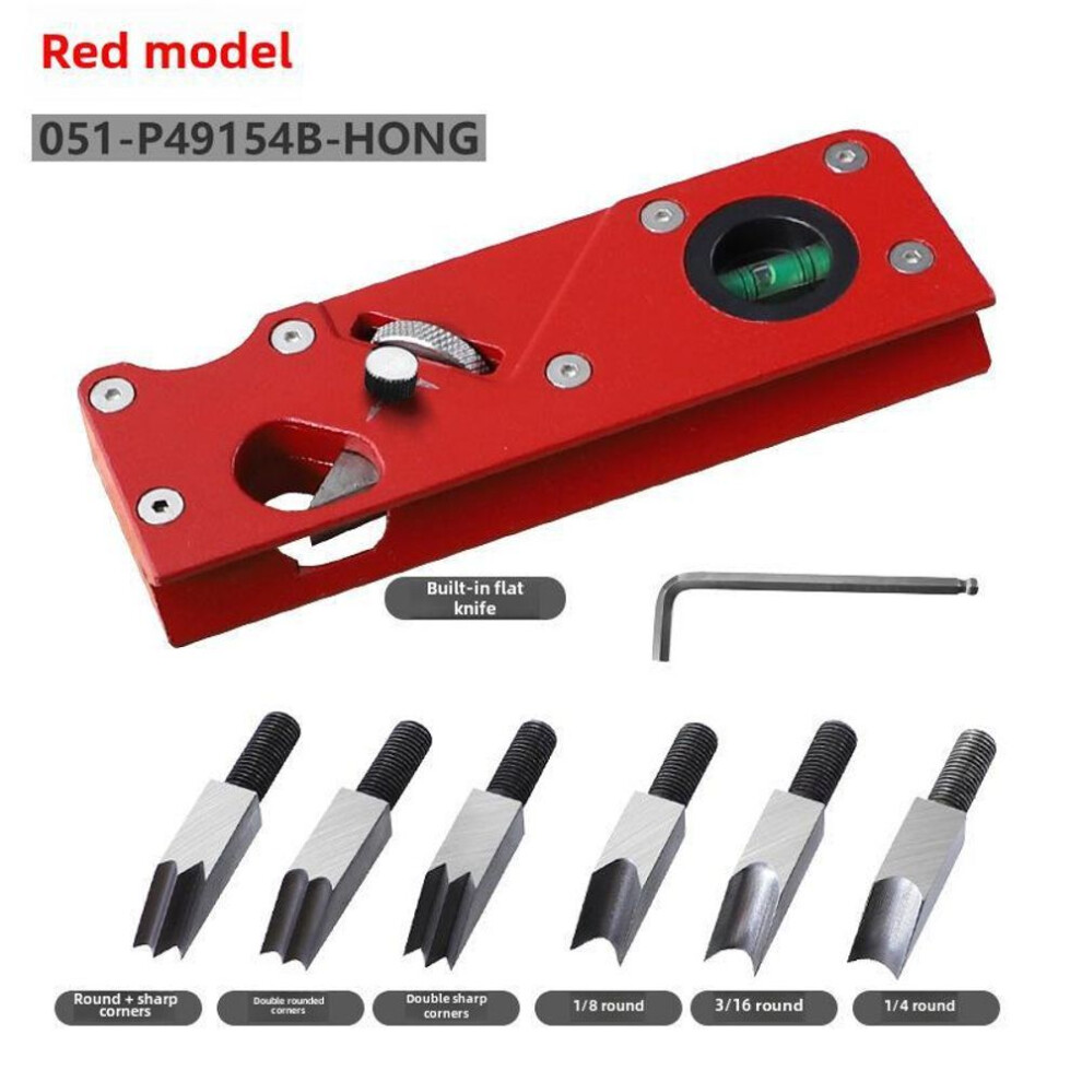 (red, built-in flat knife + 6 blades) Adjustable 45 Chamfer Planer: Multi-angle Hand Planer For Woodworking.