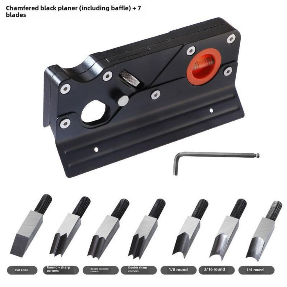 (black, planer (including baffle) + 7 knives) Adjustable 45 Chamfer Planer: Multi-angle Hand Planer For Woodworking.