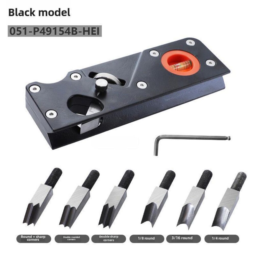 (black, built-in flat knife + 6 blades) Adjustable 45 Chamfer Planer: Multi-angle Hand Planer For Woodworking.