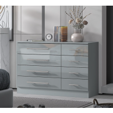 High Gloss Grey 8 Drawer Sideboard / Cupboard / Chest of Drawers