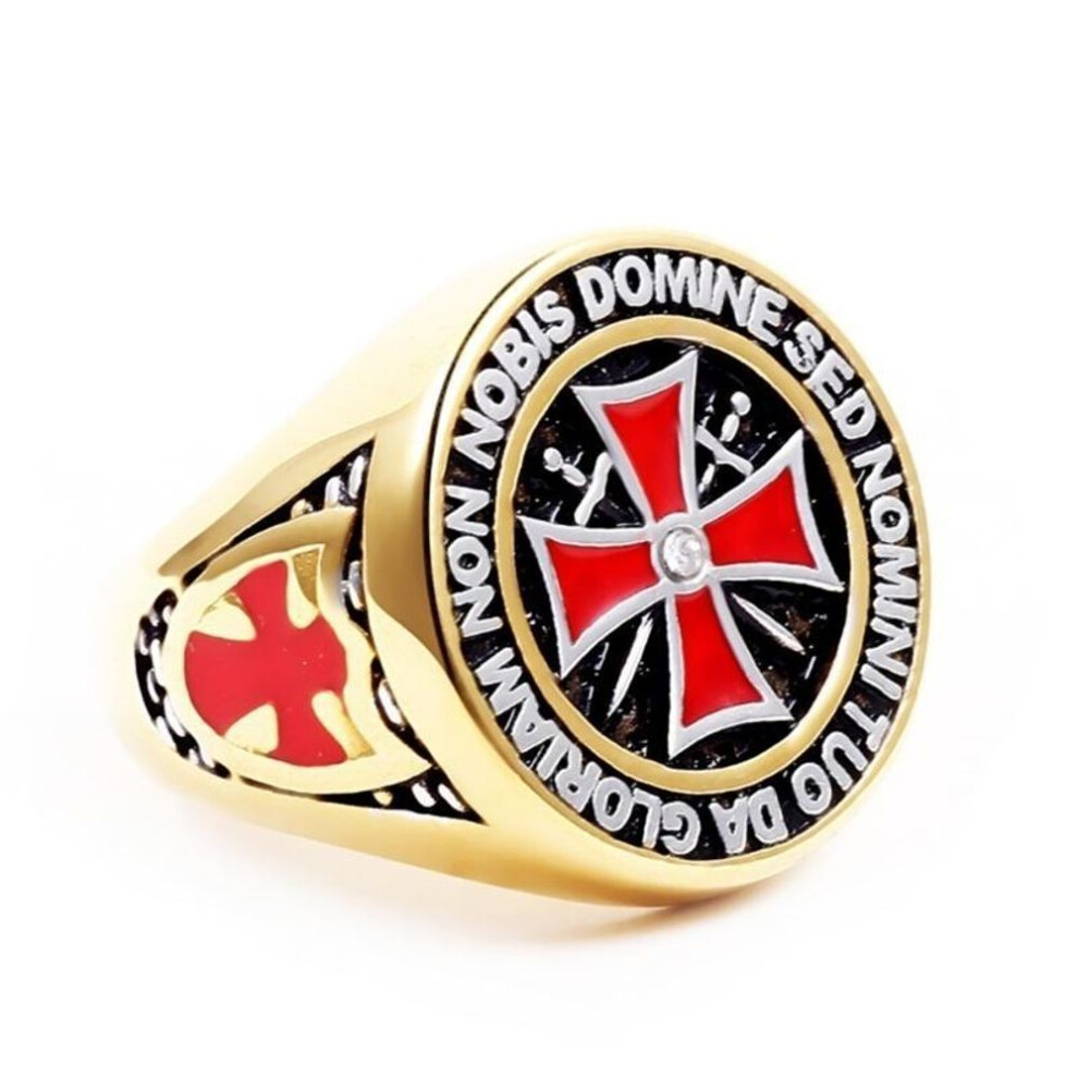 (gold, 7) Punk Rock Crusader Cross Rings For Men Knight Templar Knight Symbol Ring Male Jewelry