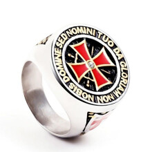 (silver, 9) Punk Rock Crusader Cross Rings for Men Knight Templar Knight Symbol Ring Male Jewelry