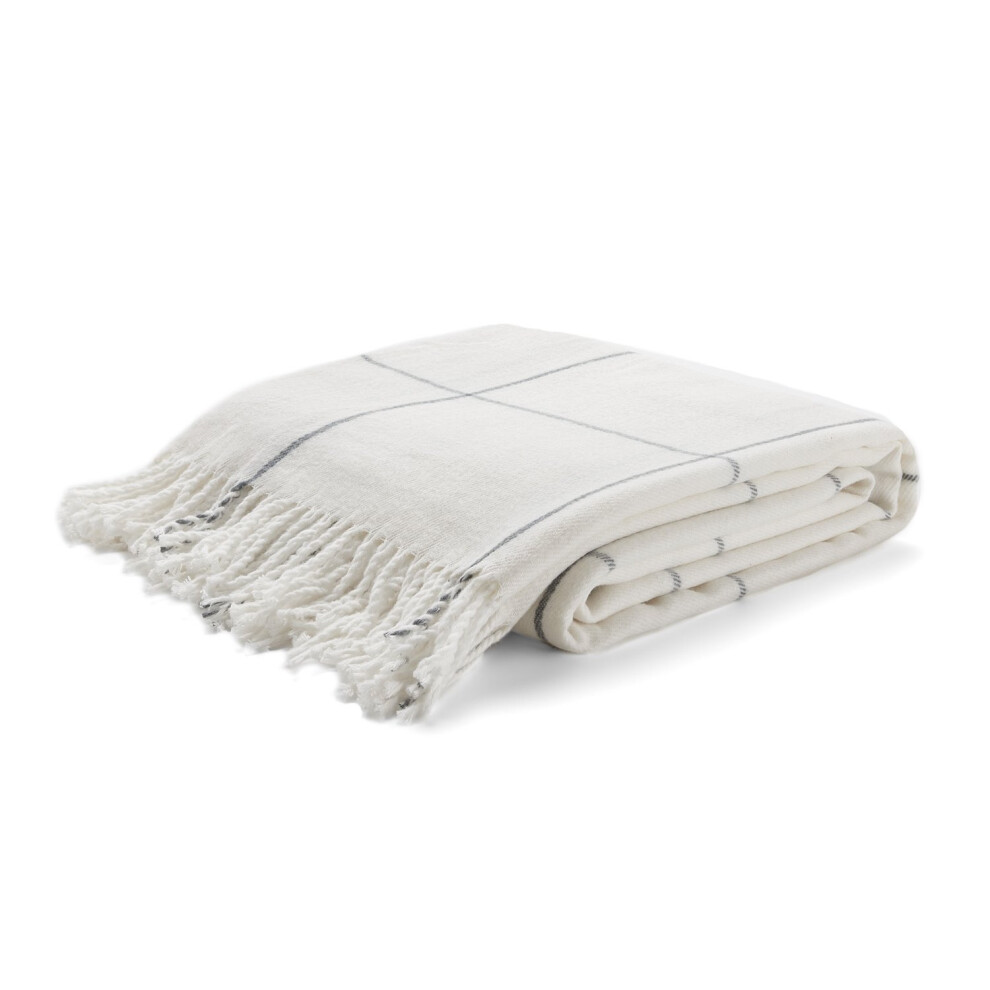 Couverture     carreaux tartan Arus Acrylic Highlands Collection Queen Size, blanc cass   , 152 x 203 cm