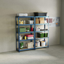 (Blue, 2 Bay) 5 Tier Storage Shelves Large Adjustable Units
