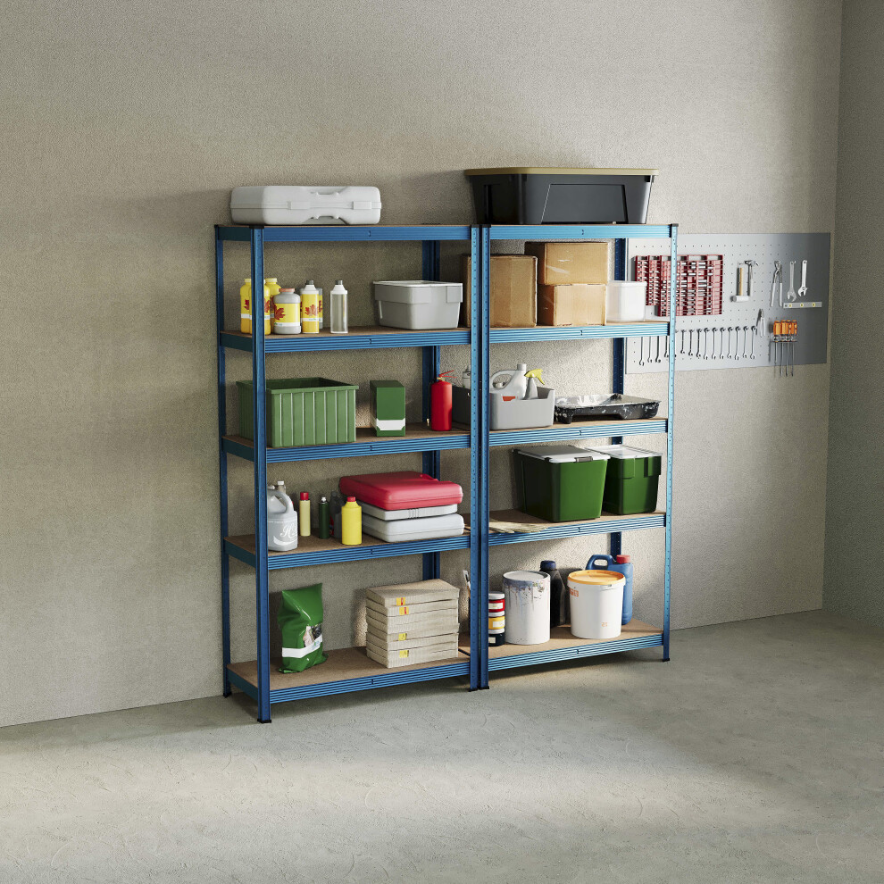 (Blue, 2 Bay) 5 Tier Storage Shelves Large Adjustable Units