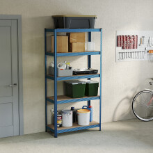 (Blue, Single) 5 Tier Storage Shelves Large Adjustable Units