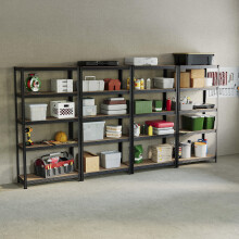 (Black, 4 Bay) 5 Tier Storage Shelves Large Adjustable Units