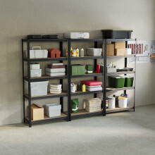 (Black, 3 Bay) 5 Tier Storage Shelves Large Adjustable Units
