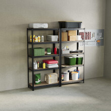(Black, 2 Bay) 5 Tier Storage Shelves Large Adjustable Units