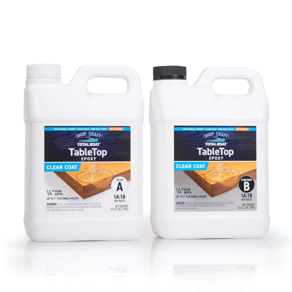 TotalBoat Table Top Epoxy Resin 1 Gallon Kit - Crystal Clear Coating and Casting Resin for Bar Tops  Table Tops  Wood  Concrete  Epoxy Art & Crafts