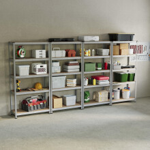 (Galvanised, 4 Bay) 5 Tier Storage Shelves Large Adjustable Units