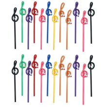 24 peças de lápis de notas musicais para estudantes com borracha, lápis curvo de madeira com clave de sol e música colorida