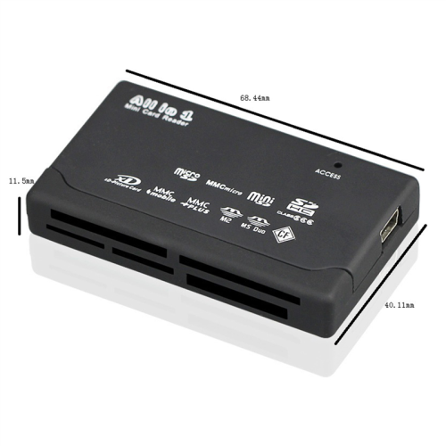 Card Reader USB2.0 Memory Fast Data Transmission Support TF SD Mini MS XD Black