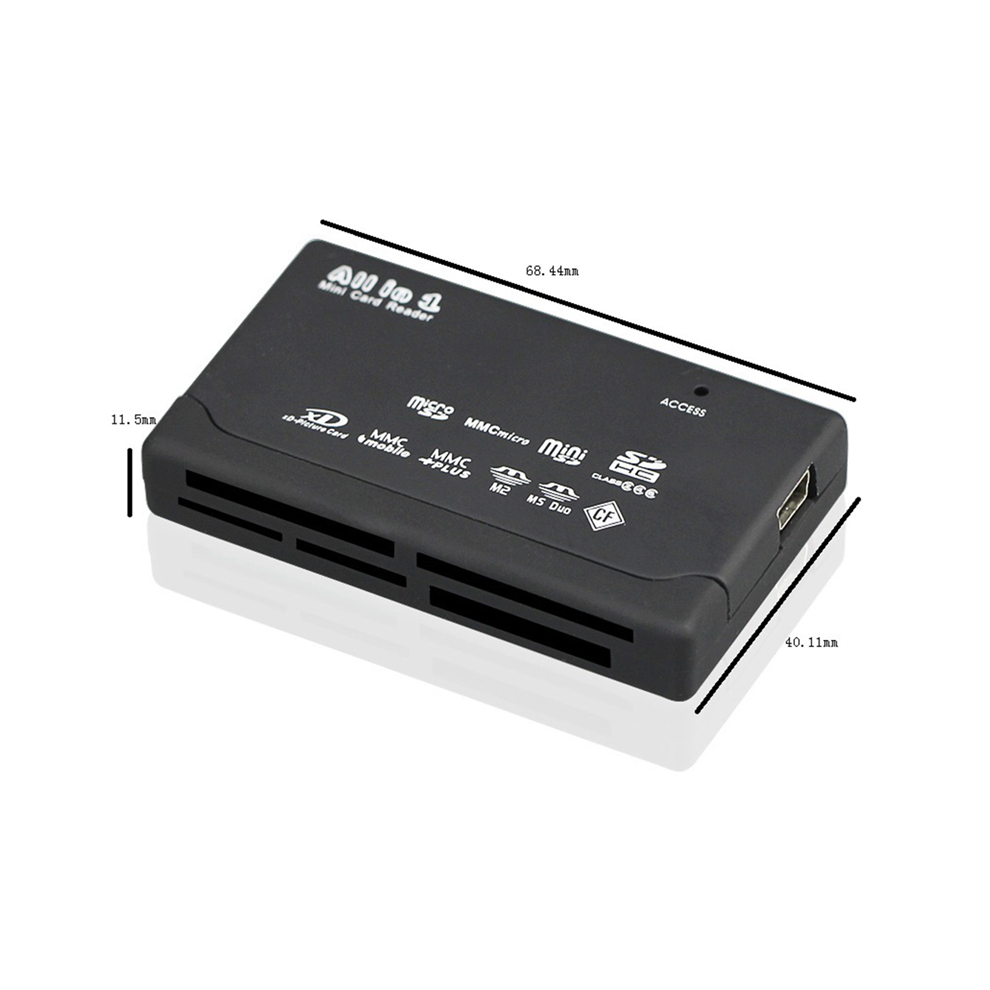 Card Reader USB2.0 Memory Fast Data Transmission Support TF SD Mini MS XD Black