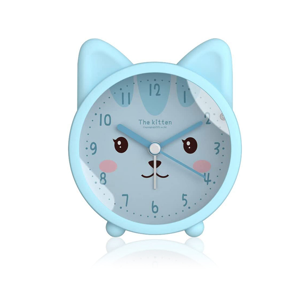 Cute Animal Alarm Clock For Kids, Non-Ticking Cat/ Alarm Clock, Quiet Desk Alarm Clock With Backlight Jojomino