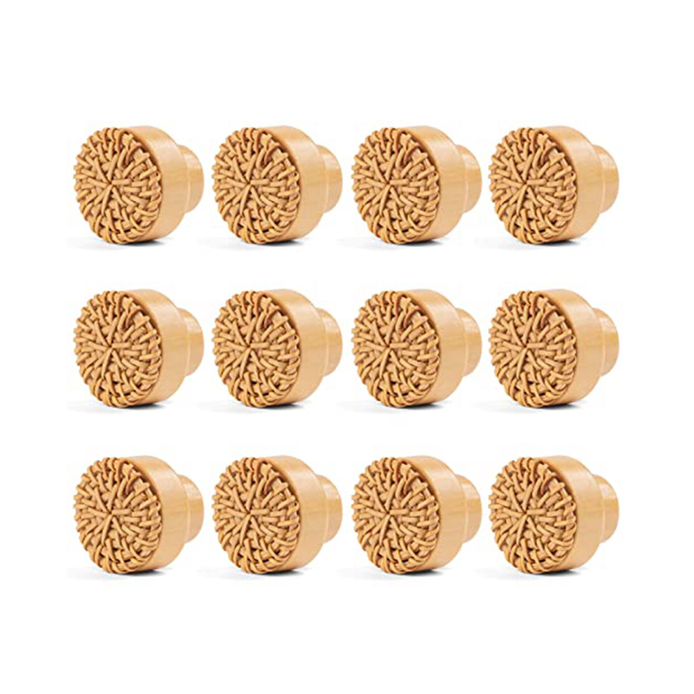 Photos - Furniture Hardware Jojomino 12 Pieces 35mm Boho Dresser Knobs Rattan Wood Drawer Round Wooden Handles with Screws,Nature 