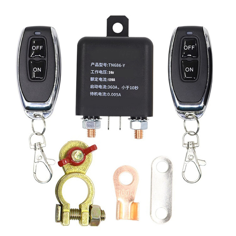 Relais de coupure de batterie universel 24 V 120 A, télécommande sans fil intégrée, interrupteur principal, sectionneur