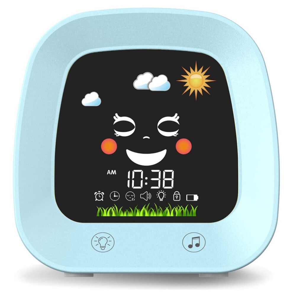 Kids Alarm Clock for Kids, Children's Sleep Trainer Clock with 4 Color Toddler Night Light, Sleep Sound Machine, Blue-image-OPC-PGPPQ9K-NEW