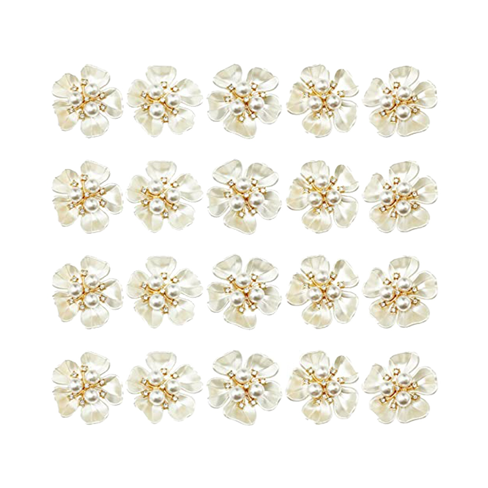 20Pcs Pearl Rhinestone Embellishments Flower Flatback Buttons Rhinestone Charms For Shoe Decoration Jewelry Making 4851067602586