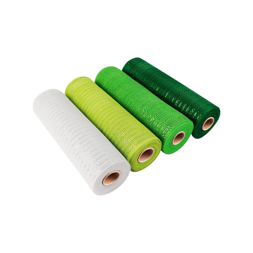 4 Rollen 'S Day Mesh Lint, Groen Wit Lint Met Draadrand 10 Inch X 30 Voet Deco-image