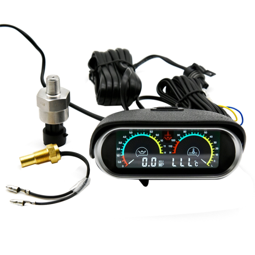 2-in-1 LCD universele horizontale watertemperatuurmeter voor auto's + oliedrukadapter 1/8NPT voor 10 mm-sensor