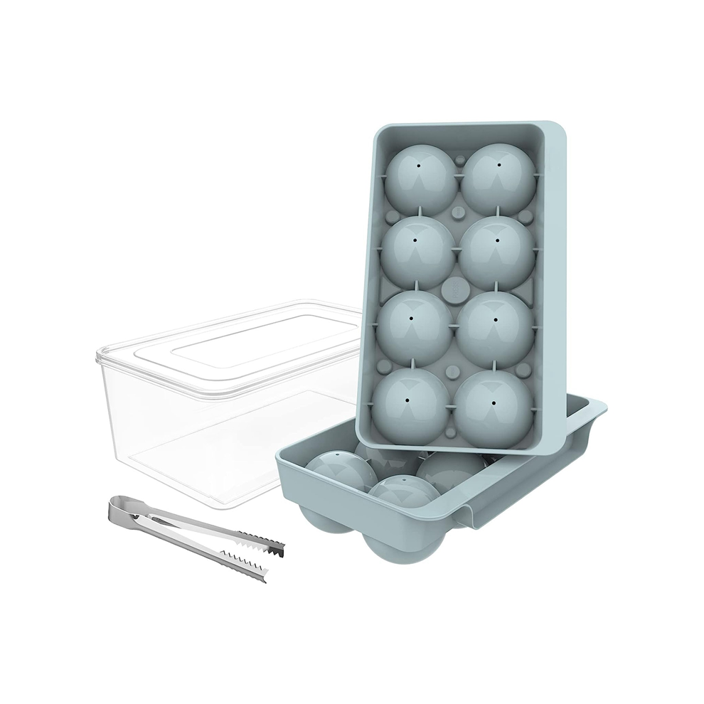 EiswüRfelschale, 2,5 Zoll Whisky-Eisform, 2Er-Pack KugelföRmige EiswüRfelformen Mit BehäLter Und Zange, Auslaufsichere Runde EiswüRfelformen-image
