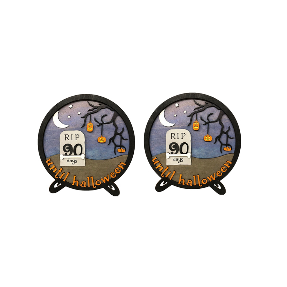 Jojomino 2Pcs Halloween Countdown Calendar, Wooden Halloween Advents Calendar, Diy Countdown Halloween Wooden Decoration