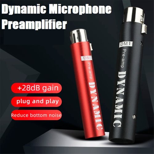 Replace for DM1 Dynamic Microphone Preamplifier 28DB Gain Amplifier for Dynamic and Passive Ribbon Microphones,Black 2